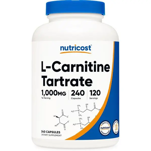 Nutricost L-Carnitine Tartrate 1,000mg, 240 Capsules - 500mg Per Capsule, 120 Servings