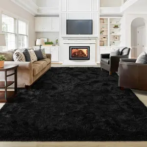 Modern Long Shag Rug, Polyester Fiber Rectangular Carpet, Durable Area Rugs for Living Room & Bedroom, Home Use, Multiple Sizes Available, Home Decor Rugs