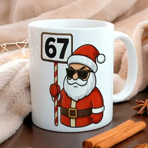 1pc Funny 67 Meme Coffee Cup with Six Seven Number Joke - Novelty Mug Suitable for Men, Women, Kids - Hand Wash Only Reusable Cup for Office Use, Birthday, Christmas, Easter Gifts (Funny Gift for Friends)