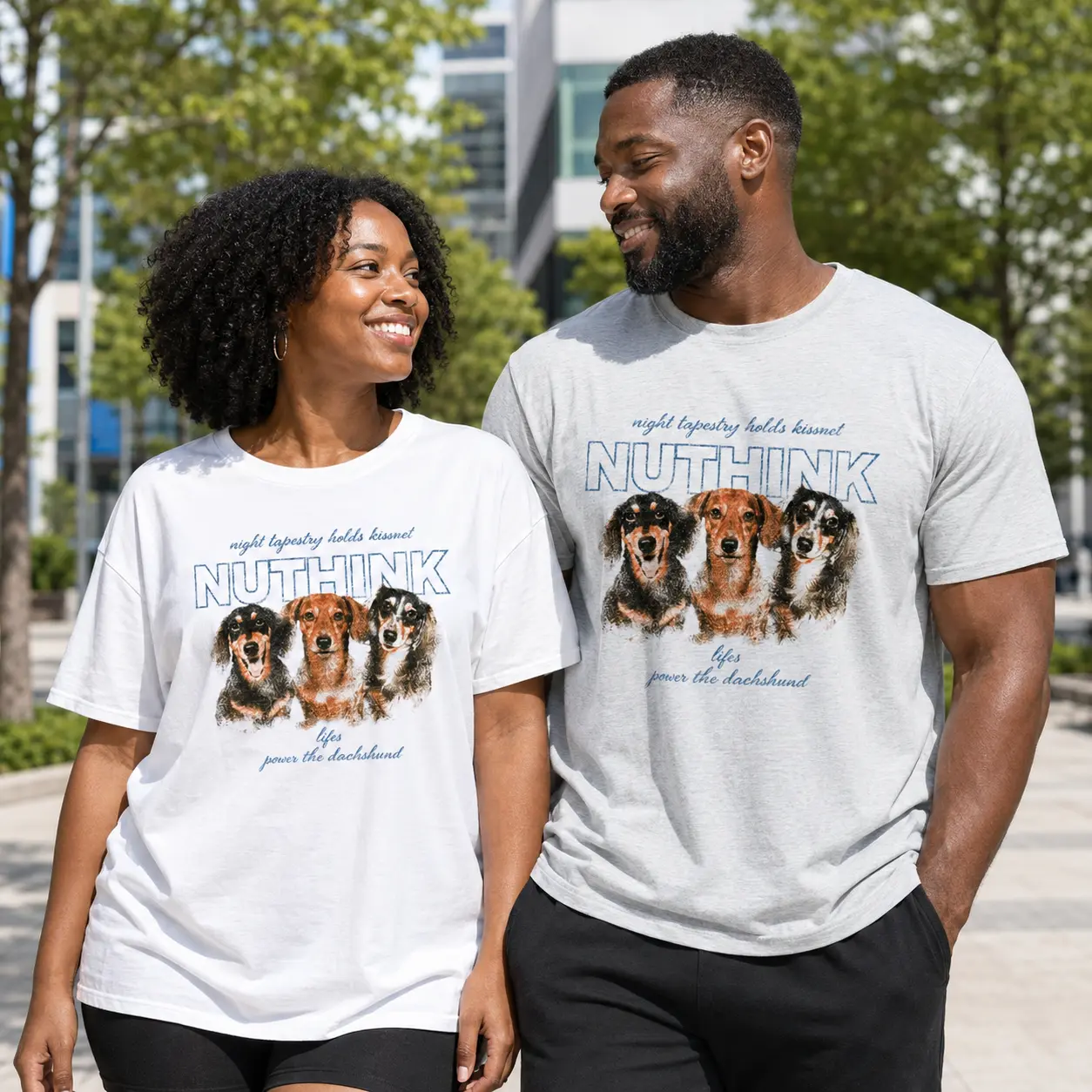 Women's Dachshund Graphic Print T-Shirt - Retro Screen, Cotton Blend Shirt, Vintage Dog Lover Casual Tee