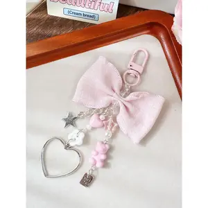 Cute Sweet Bow Bear Heart Keychain Pendant with Star Charm, Girly Bag Hanging Ornament for Phones and Backpacks, Perfect Gifts for Her