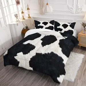2/3Pcs Cow Print Comforter Set, Cute Style Bedding Set, Skin-Friendly, Breathable and Durable, Machine Washable and Non-Deforming, Perfect for A Girly Bedroom Decor