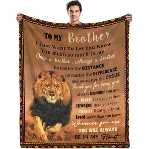 Brother Gifts from Sister Brother Blanket Birthday Gifts for Men Brother Fathers Day Blanket Gift for Brother Adult Lion Throw Blanket for Brother Christmas Thanksgiving Gift