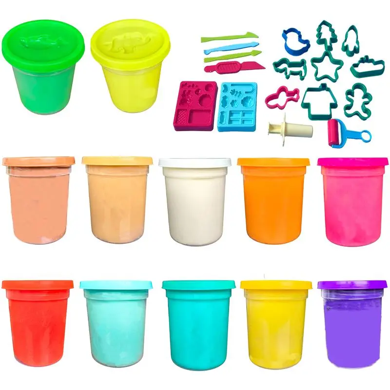 27-PCS Art & Toy Playdough Kit for Kids – 12 Non-Toxic Bright Colors & 15 Fun Tools – Natural Flour-Based Dough, Safer Than Clay – Sensory, STEM & Montessori Learning – Creative Gift for Toddlers & Kids