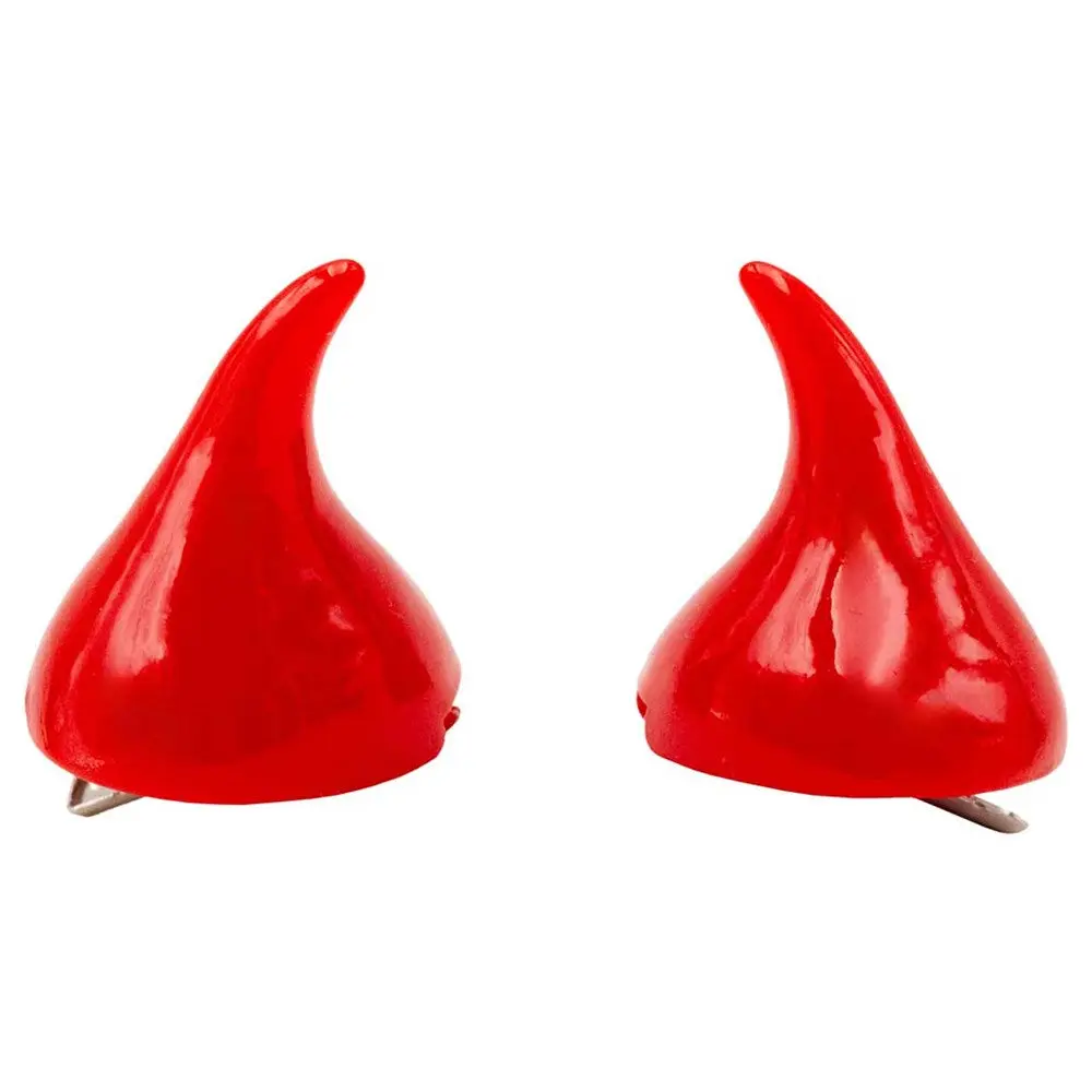 Horror Hair Horns Clip - Red Hair Clip Set