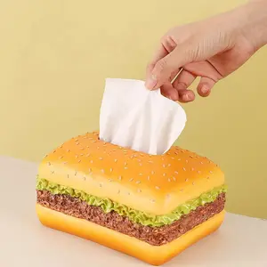 Super Realistic Square Hamburger Tissue Box, Desktop Tissue Holder, Home Decoration, Bathroom Accessories, Living Room Bedroom Organizer