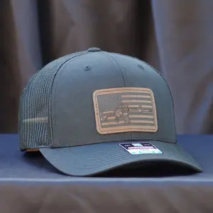 Richardson 112 Trucker Snapback Hat with American Flag Patriot Patch