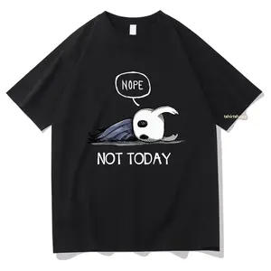 Nope Not Today T Shirts Anime Hollow Knight Men/Women Clothing Harajuku Aesthetic Tops Cotton Tshirt Vintage Unisex Streetwear Graphic Print