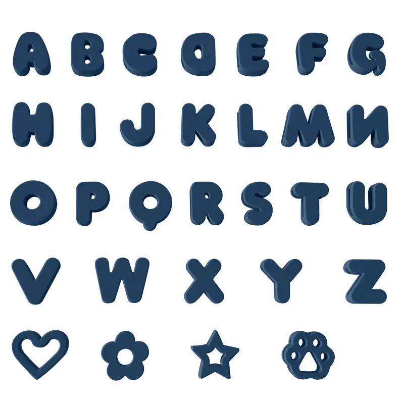 A complete set of dark blue letters (30 pieces)