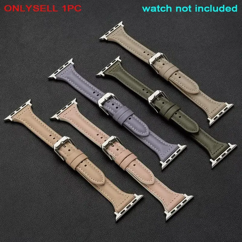 Slim Leather Watch Band, Replacement Watch Band for Apple Watch 10 9 8 7 SE 5 6 4, Wearable Accessories for Men & Women, Leather Watch Strap, Smart Watch Strap, Smartwatch Strap