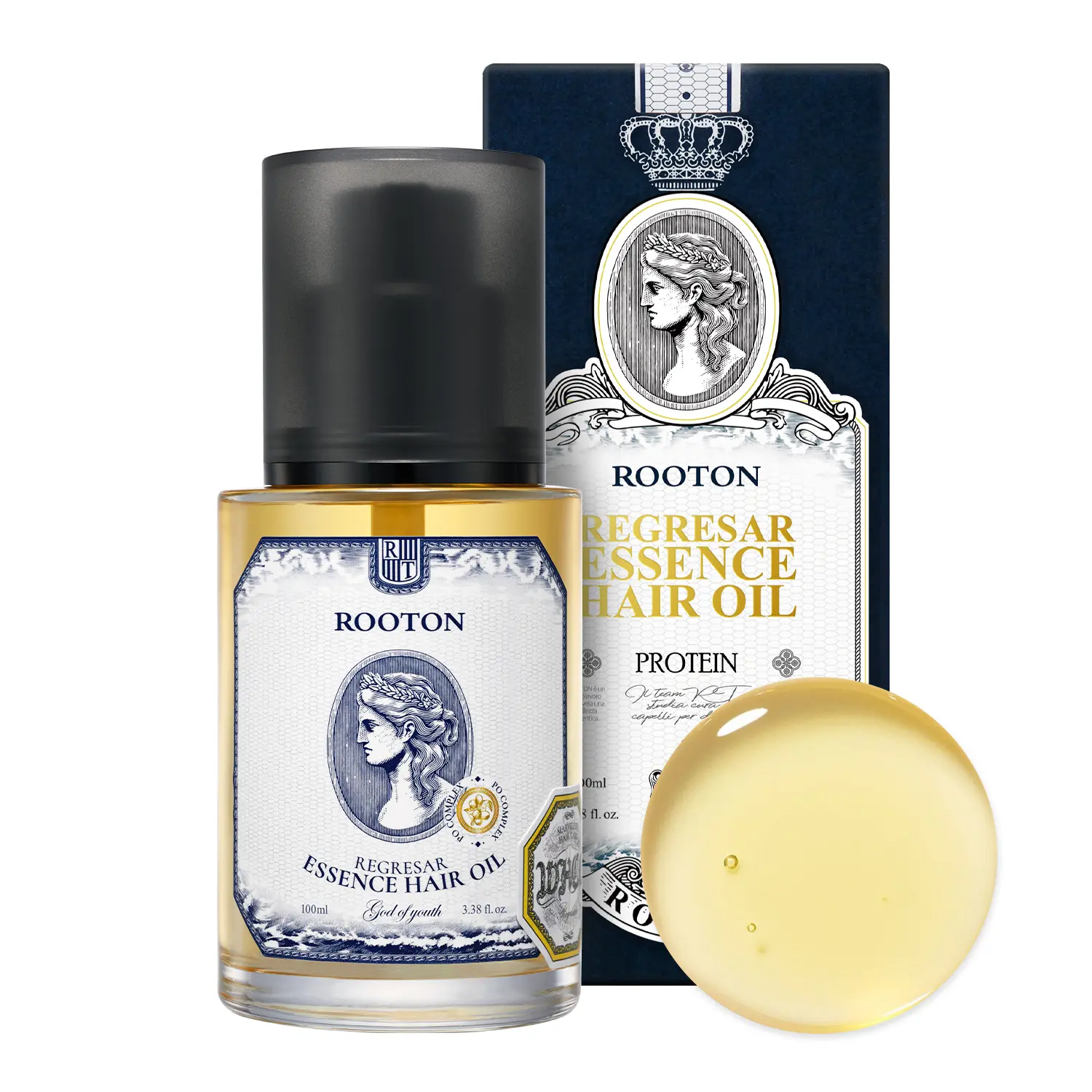 [ROOTON Official Store] Regresar Essence Hair Oil 3.38 fl.oz (100ml) – Women Hair Repair Oil for Shine, Frizz Control, Cortex & Cuticle Recovery with PO-Complex & Vital Ingredient