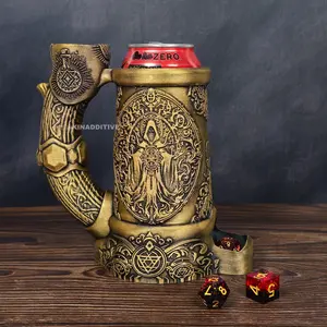 Dark Sorcerer Dice Tower Mug Can Koozie - Table Top Gaming Cup for 12 oz Cans - DND Gaming Accessory