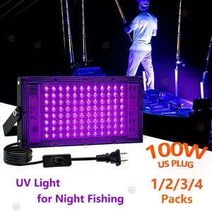 100W Black Light Flood Light, With standard US plug and switch and 1.8M power cord, for Night Fishing Light ,Glow Party, Halloween, Neon Glow, Aquarium,Fluorescent Poster,Body Paint,Glow in The Dark