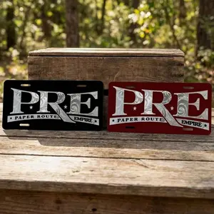 PRE Paper Route Empire Vanity License Plate, Young Dolph Music Label Front Tag, Hip Hop Car Accessory, Gift for Rap Fans, Made in USA, 12x6 Metal Plate, Memphis Rap Decor, Custom Novelty Plate
