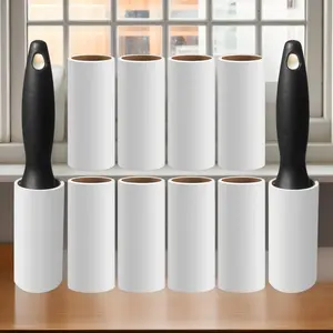 Cat Dog Hair Removal Roller Set, Strong Adhesive Lint Roller with 2 Handles and 10 Refill Rolls, Suitable for Clothes, Sofa, Bedding, Carpet and Car Seat Cleaning, Portable Easy-Use Pet Fur Remover for Home and Pet Grooming Salon