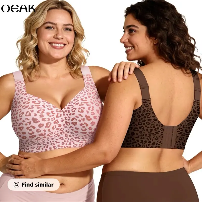 ￼ OEAK Jelly Bras Women Seamless Lift Bra Wireless Push Up No Underwire Full Coverage Plus Bras Comfort Supportive Sports T-Shirt Bra