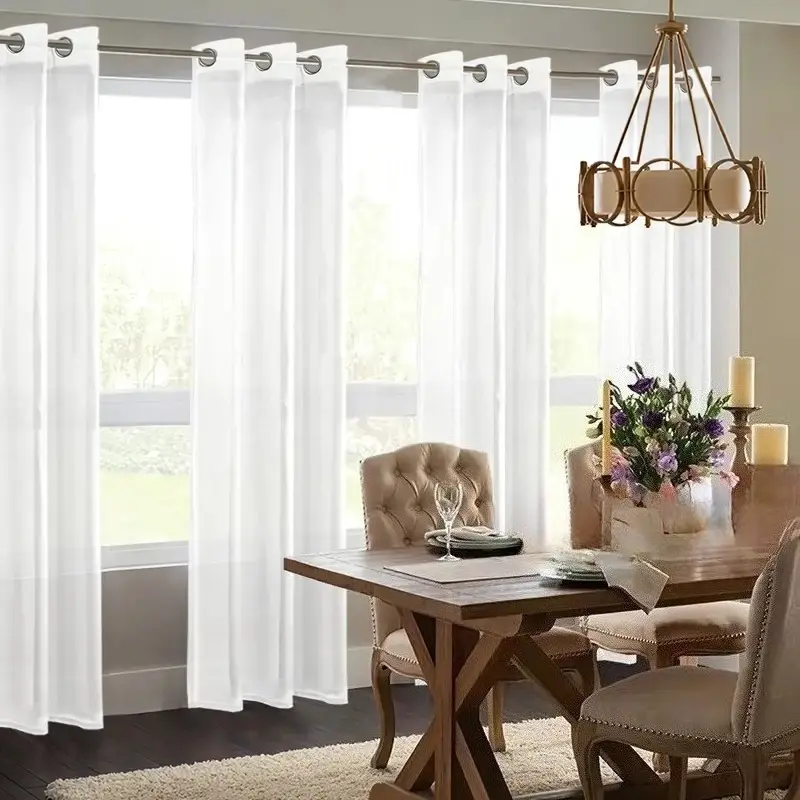 Grommet Light Filtering Curtains - Set of 4 White Sheer Breathable Classic Panels, Lightweight Soft Window Treatment for Bedroom, Living Room, Grommet Installation, 63/84/95/108 in Length, Do Not Bleach