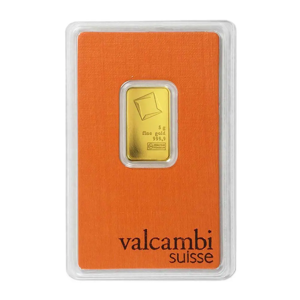 5 Gram Valcambi .9999 Fine Gold Bar in Assay