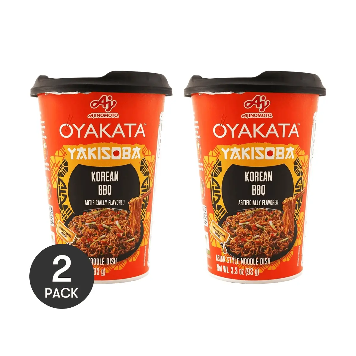 AJINOMOTO OYAKATA Asian Style Fried Noodles - Korean BBQ Flavor - 2 Pack - 93g Each