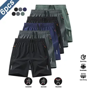 6 Pack    Men's  Casual  Style Anti Wrinkle Design Polyester Blend Solid Color Reflective Strips for Running Football Badminton Basketball Ping Pong Weightlifting Gym Workout Men's    Spring