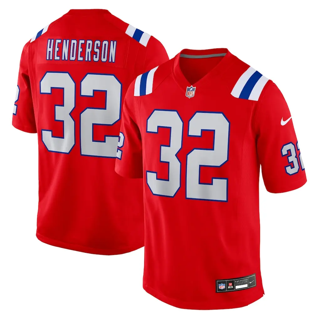 Men's New England Pro Football Fan Apparel - Henderson #32 & Any Name Custom Game Day Jersey - US Stock