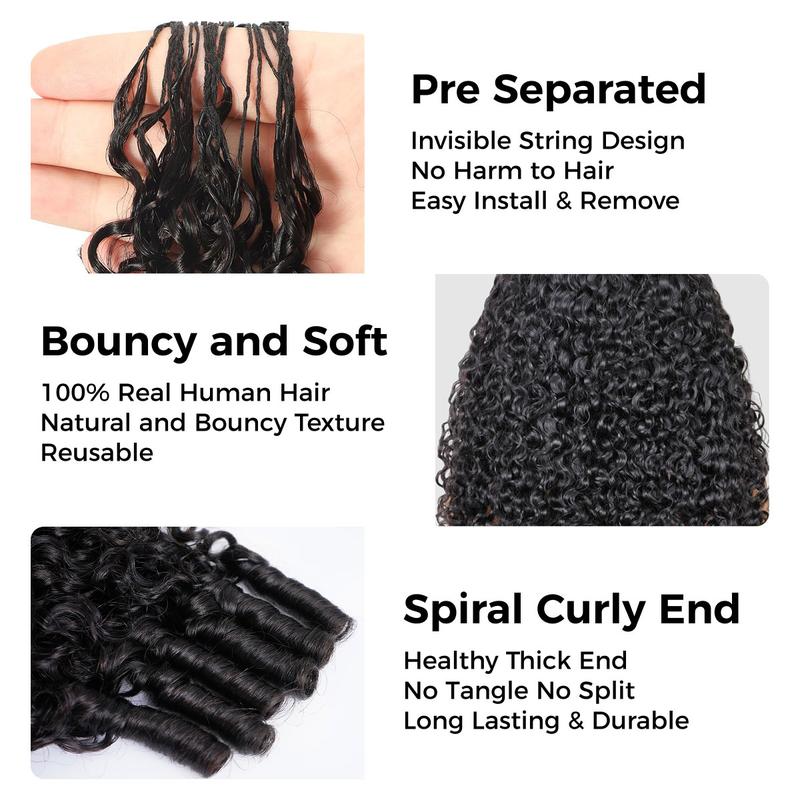 OQ HAIR Crochet Human Hair Burmese Curly Braiding Hair Bundles 50g Knotless Pre-Separated Invisible Crochet Hair Extensions