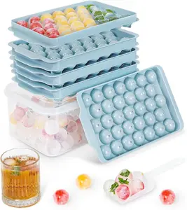 3 Pack Ice Trays for Freezer, 99 PCS Ice Cube Tray with Lid and Bin, Round Ice Cube Trays for Freezer, Circle Ice Cube Tray for Chilling Drinks Utensils Flexible Stackable