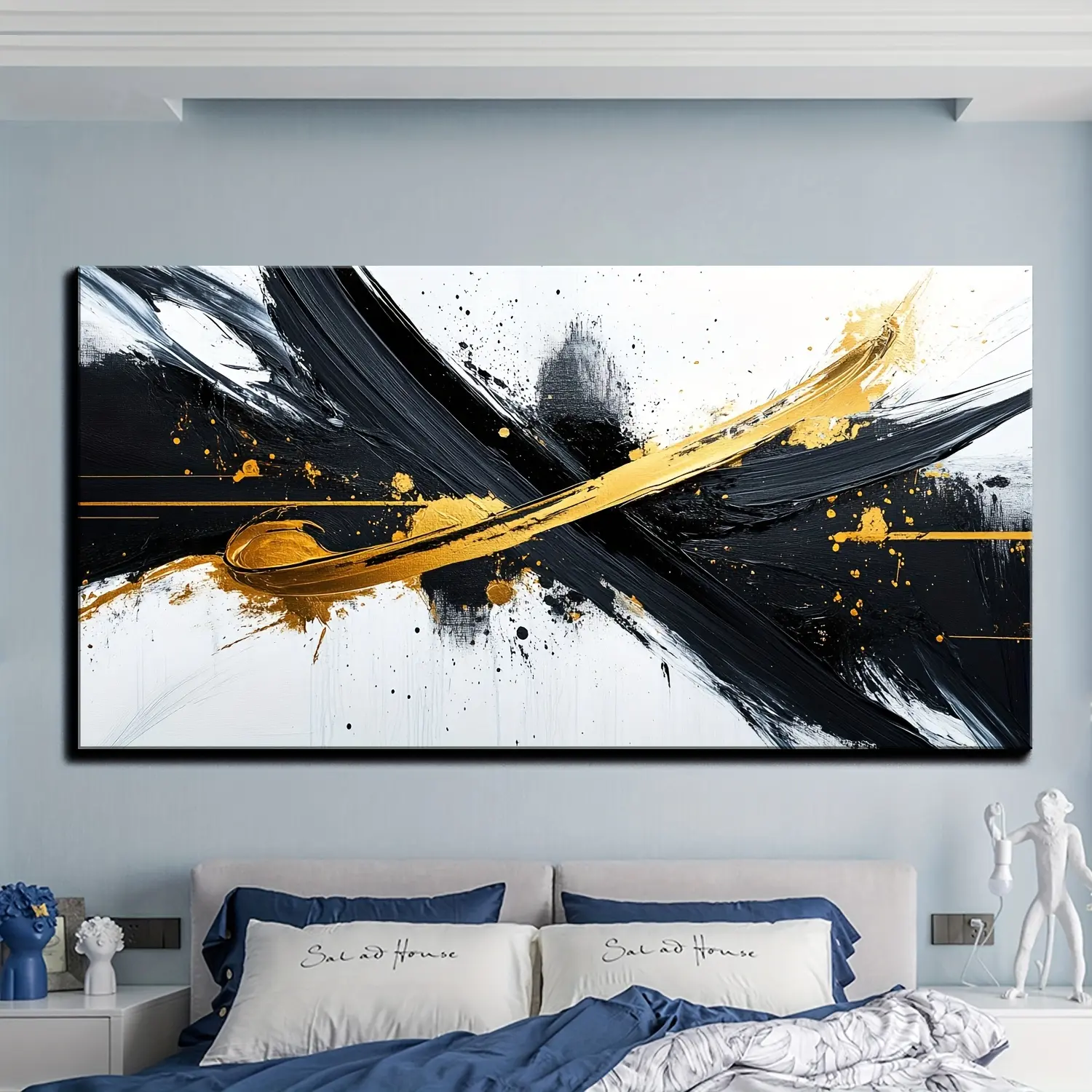 Black and White Abstract  -Friendly     Canvas Wall Mural Print - Lightweight, Minimalist Artistic  ation for Living Room, Balcony, Multi-Size Home Office