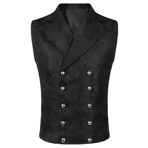 Formal Waistcoat Mens Gothic Steampunk Victorian Cosplay Slim Fit Men'S Button Waistcoat