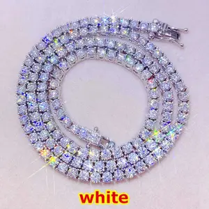 [Tennis Chain] Premium Unisex Moissanite Men Original 925 Sterling Women james avery  Geometric Brushed Snake ideal jewelry love flat figaro true one Gold Plated Cuban Cross Necklace gabriella neck big pendant daisy name hand