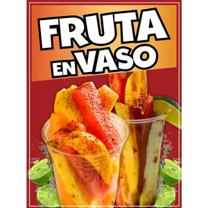 Fruta en Vaso Sticker Window Decal Truck Concession Vinyl Restaurant Wall poster Sticker Food Decal Fruit Signs