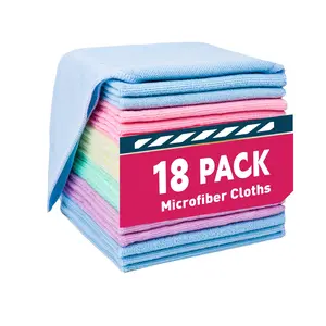 Microfiber Cleaning Cloth 18 Pack - Reusable Lint-Free Cloth, Bulk Microfiber Towels for Home & Car, 12x12 Inches, Assorted Colors