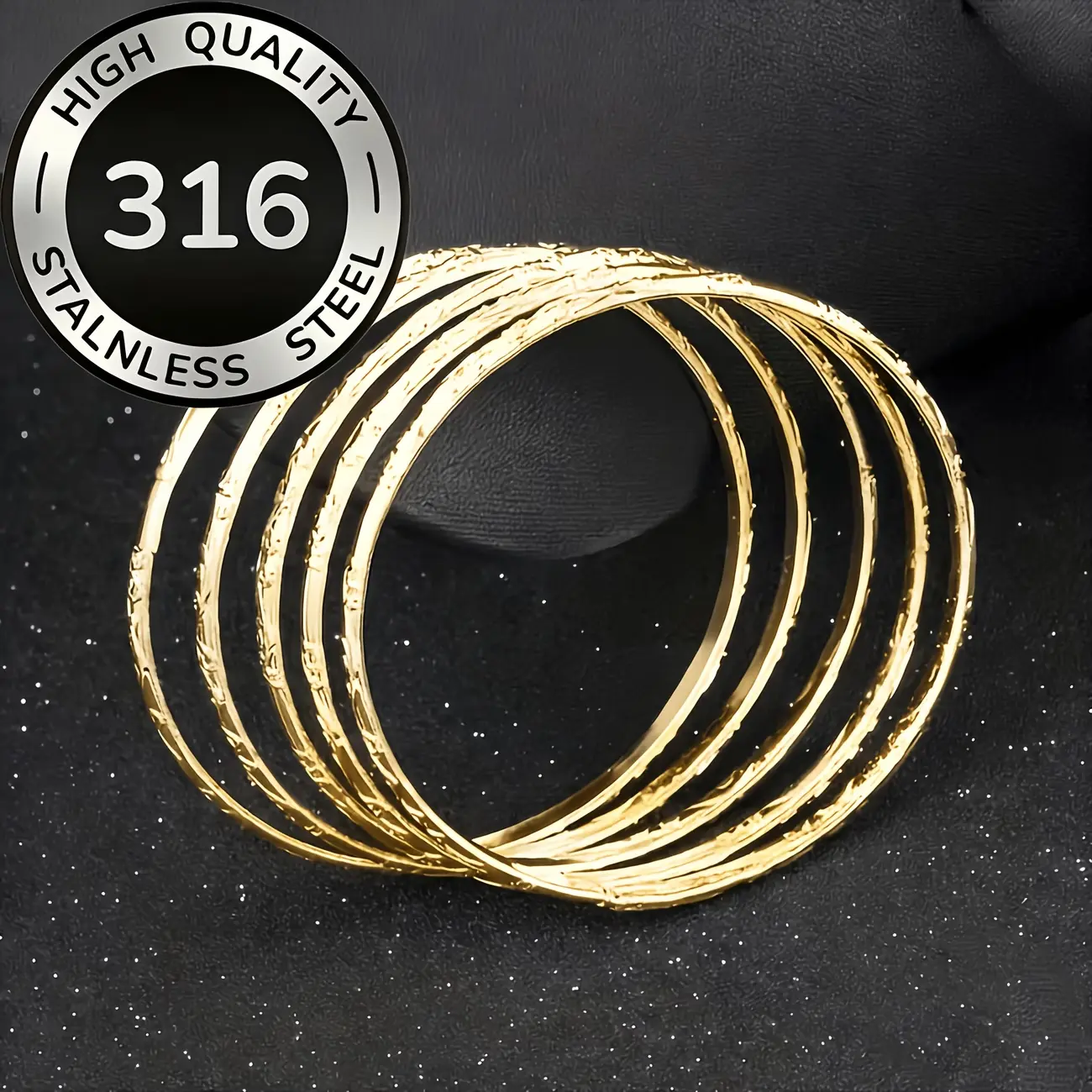 316 Stainless Steel 5Pcs Geometric Bangle Bracelets, Minimalist Daily Wear Jewelry, Hypoallergenic Fashion Accessories for Women Girls