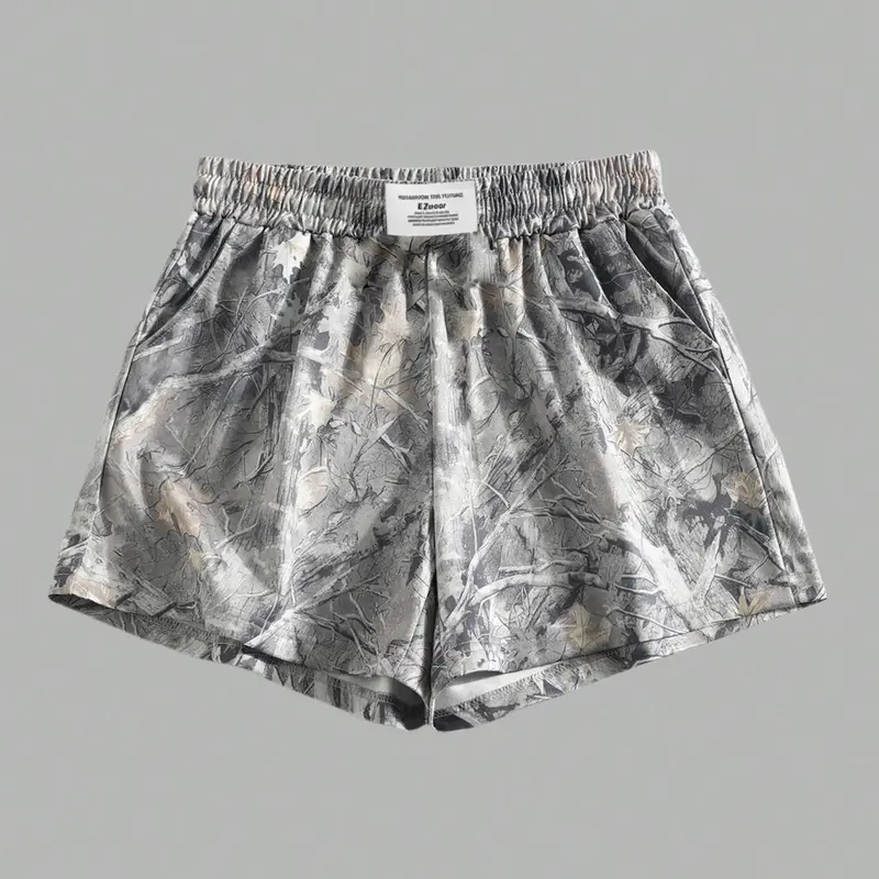 Women's Plain & Camouflage Print Knitted Shorts, Casual Comfy Breathable Lightweight Loose Fit Shorts for Summer, Ladies Bottoms for Daily Wear, Womenswear, Garment, Casual Fashionable Shorts