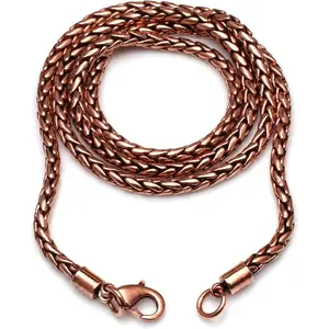 Oxidized Copper Chain Necklace Pure Copper Wheat Chain Solid  Chain  for Unisex