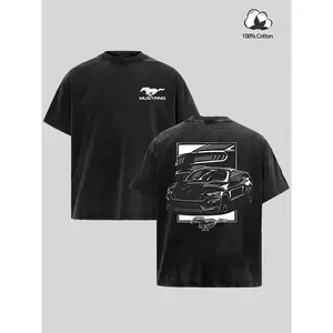 Vintage American Muscle Car Graphic T-Shirt - Acid Wash Mineral Black Tee - Retro Racing Style Streetwear