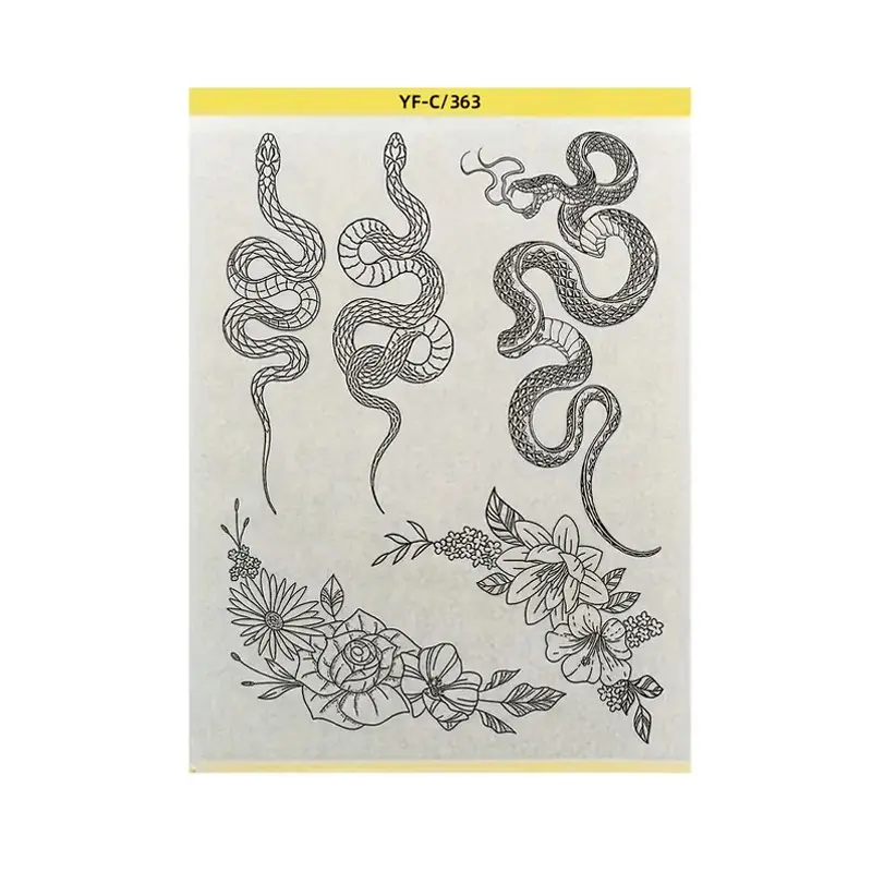 Pre-Drawn Tattoo Transfer Paper Roll, Pre-Drawn Patterned Tattoo Stencil Sheet, Ideal for Temporary Tattoos & Body Art Designs, Tattoo Supplies