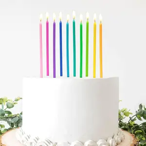 40-Count Rainbow Birthday Candles, Tall Thin Birthday Cake Candles Set, Rainbow Cupcake/Cake Decorations