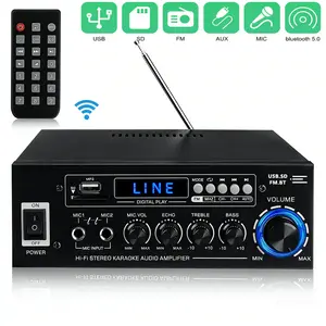 Bluetooth 5.0 Stereo Amplifier HiFi 360W 2.0 Channel Home Audio Power Amp with Bass Treble Echo Control for Home Theater Speakers Party Karaoke Audio Streaming karaoke machine