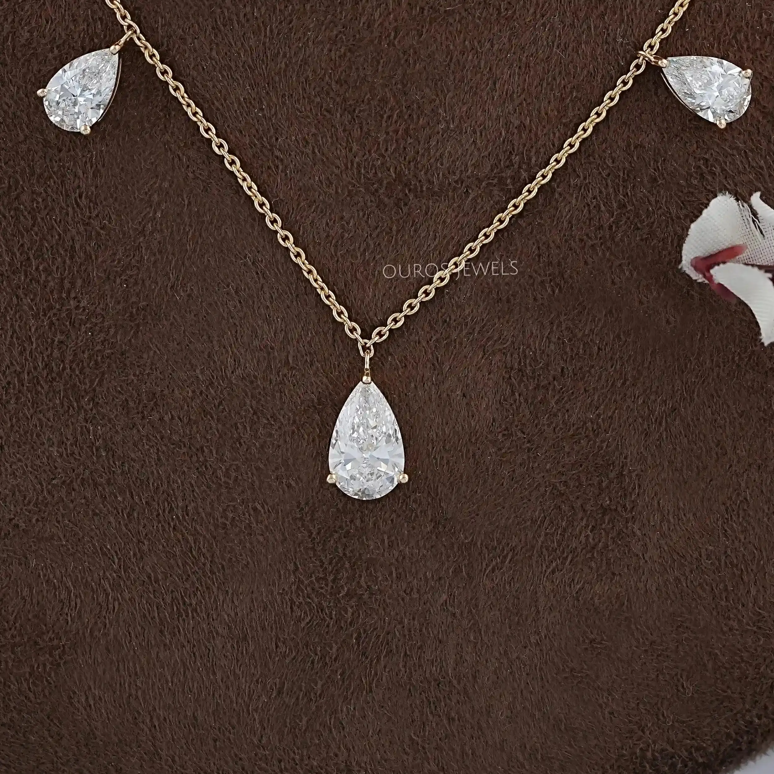 Pear Lab Grown Diamond Station Style Necklace