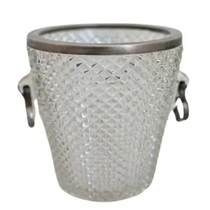 Large English Glass and Silver Plate Ice or Champagne Bucket