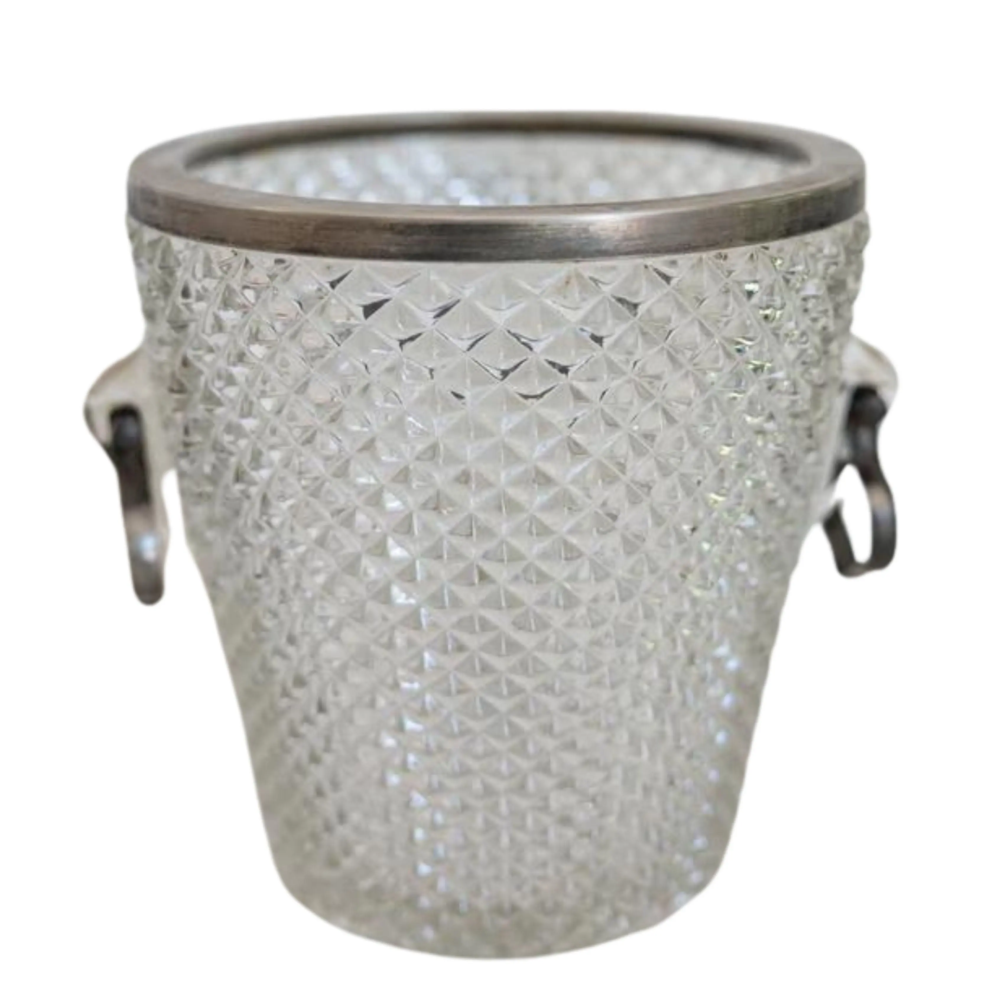 Large English Glass and Silver Plate Ice or Champagne Bucket