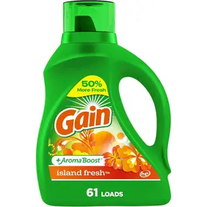 Gain + Aroma Boost Liquid Laundry Detergent, Island Fresh Scent, 61 Loads, 88 oz, HE Compatible