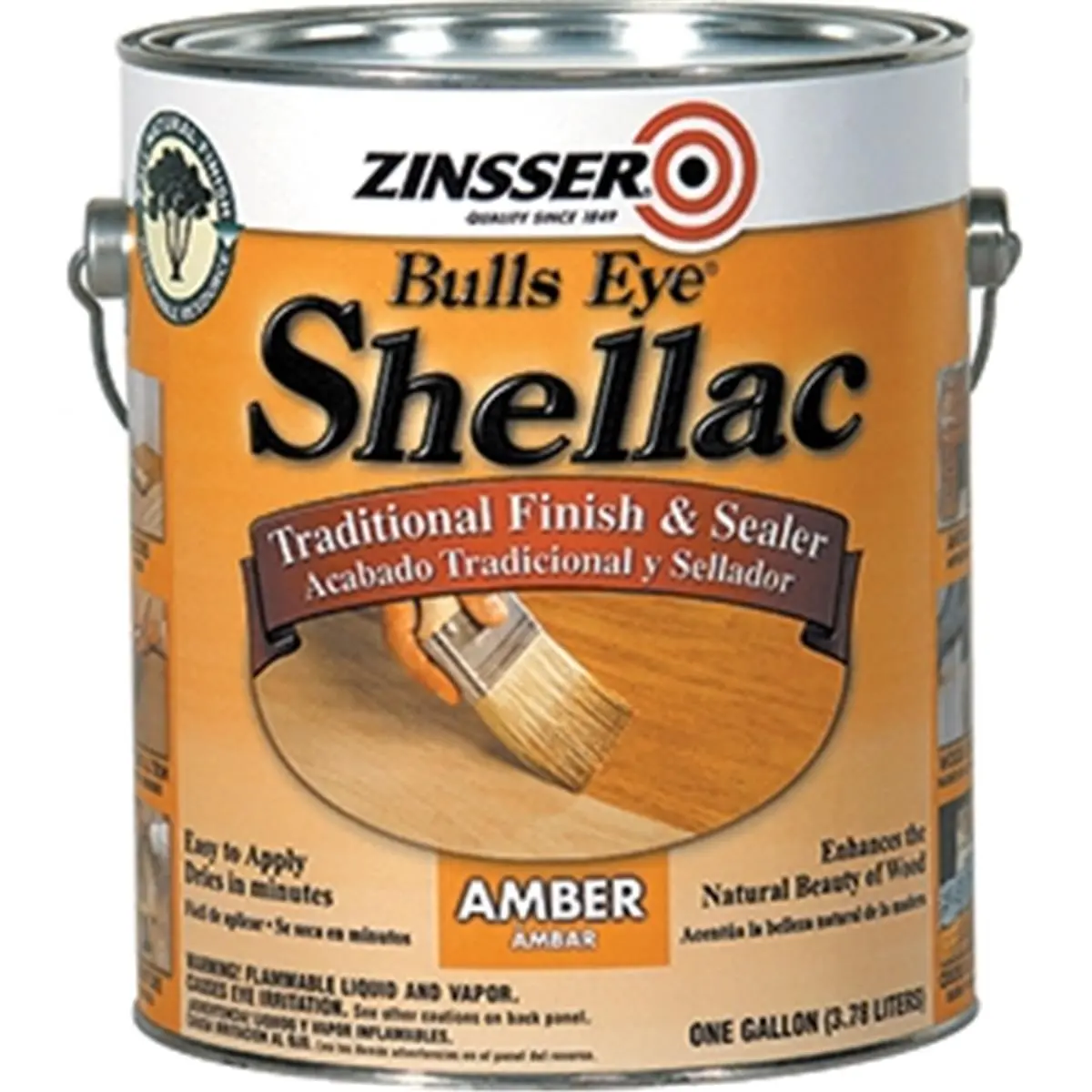 Zinsser 701 Bullseye Shellac - 1-Gal All-Natural Classic Amber Fast-Drying Protective Seal, Automotive & Motorcycle Paint Care Solution for Home DIY, 1-Gallon Size