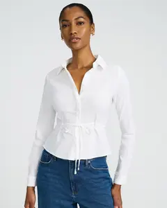 Express Long Sleeve Tie Waist Fitted Shirt