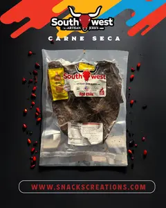 Southwest Artisan Red Chile Beef Jerky - Natural Snack with Garlic & Salt - High Protein, Low Fat - Premium Ingredients - USDA Choice Beef