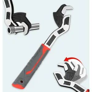 Multifunctional Self locking Wrench, Self Adjusting Pipe Wrench, 8 Inch Plumbers Wrench for (9-25mm) 3/8"-1"Nuts, Irregular Nuts, Pipes Use, Chrome Vanadium Alloy Steel (8 In)