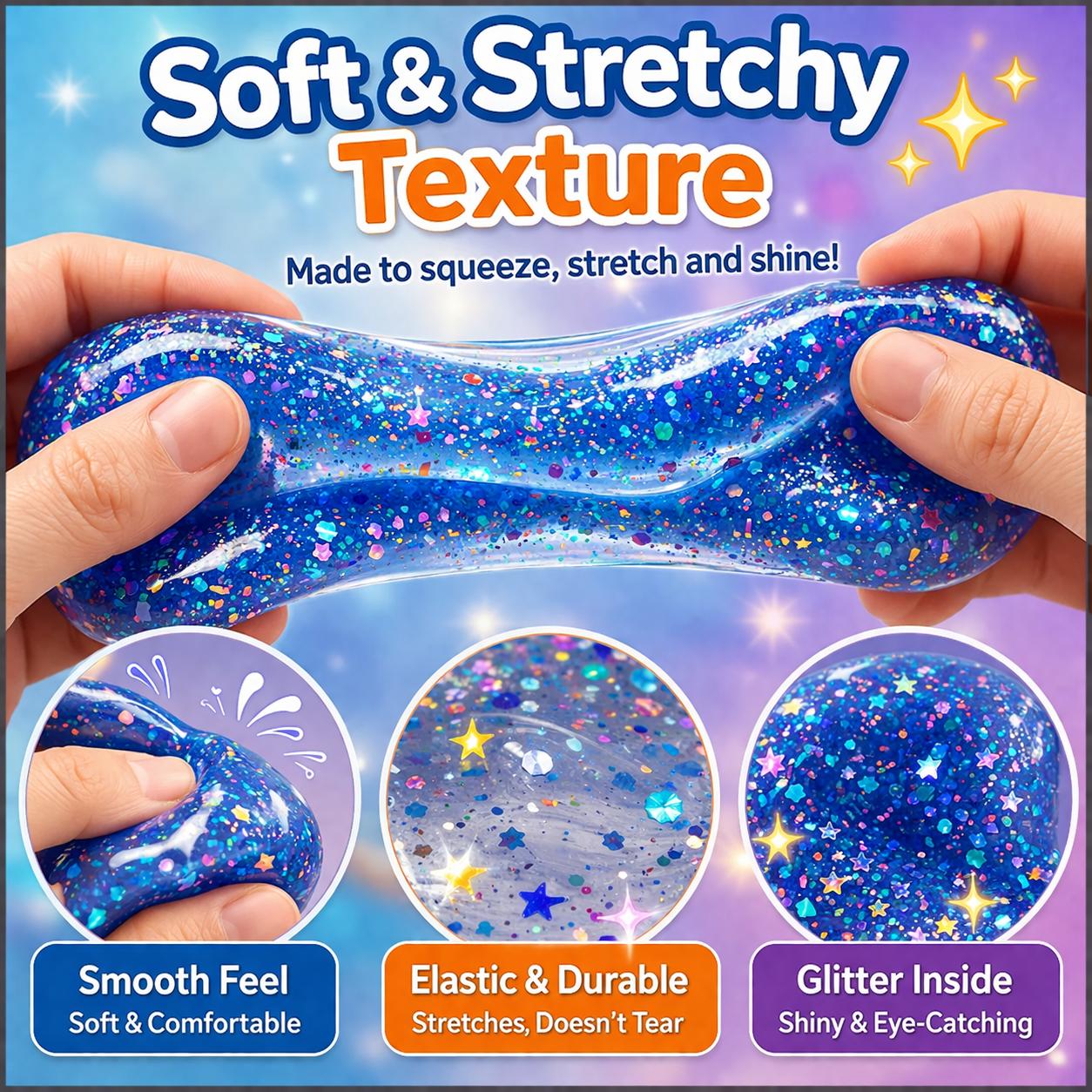 ASMR Satisfying Squishy Bun  Soft Glitter Slime Fidget, Slow Rising Stress Relief Squeeze for Relaxing Daily Use
