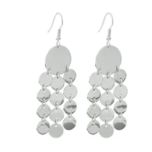 Steel by Design Mirror Disc Chandelier Earrings