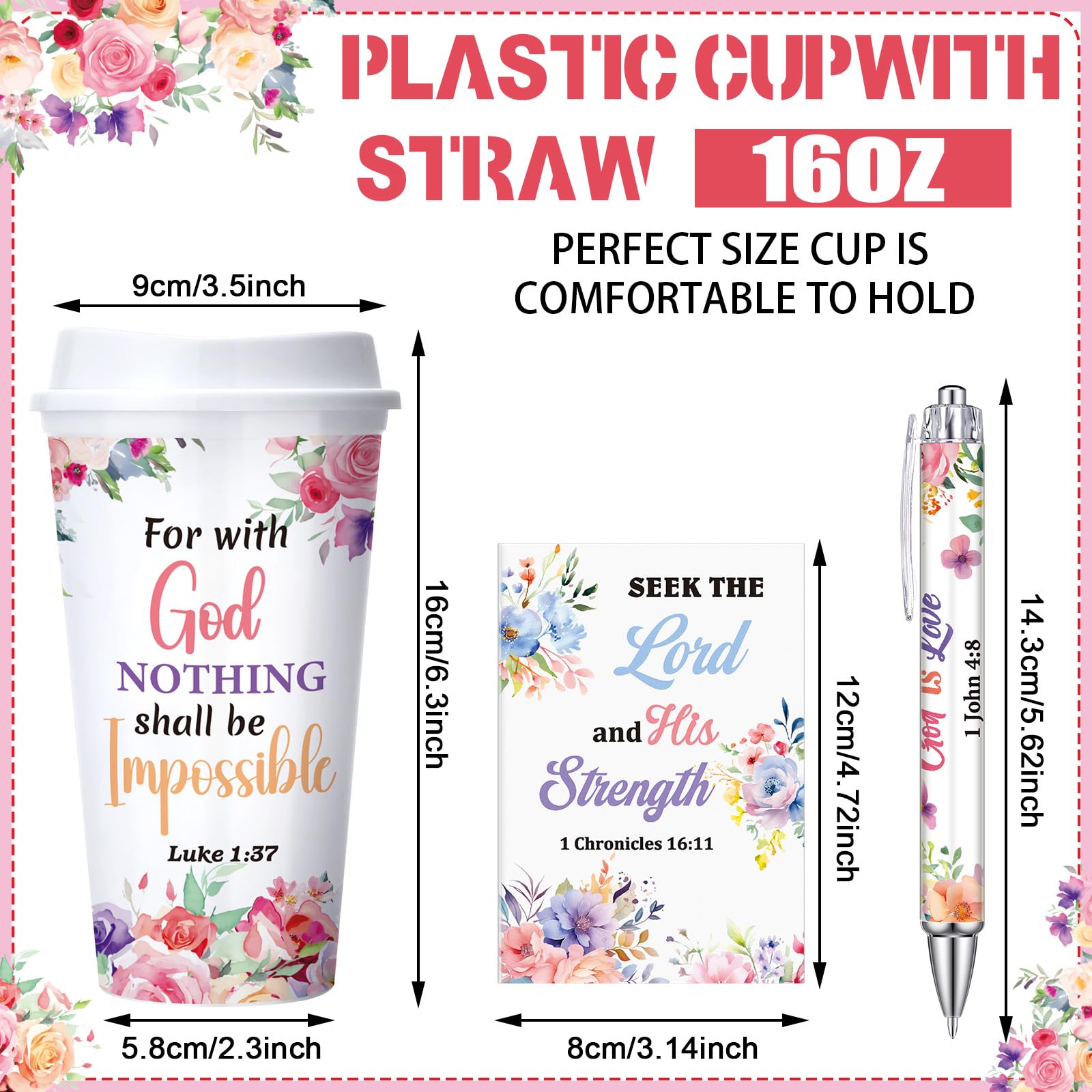 Christian Gifts 36 pcs Church Party Favor Set with 12 pcs Plastic Tumblers with 12 pcs Notebooks 12 pcs Pens Bulk Religious Gift with Floral Bible Verse for Family Prayer Party Birthday Party Supplies, Christian Bulk Gifts for Women Christian Gifts 36 pcs Church Party Favor Set with 12 pcs Plastic Tumblers with 12 pcs Notebooks 12 pcs Pens Bulk Religious Gift with Floral Bible Verse for Family Prayer Party Birthday Party Supplies, Christian Bulk Gifts for Women